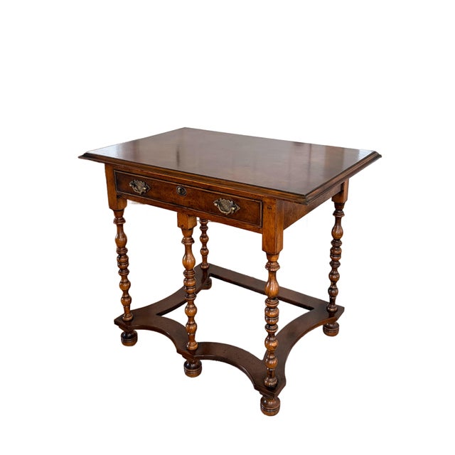 English Early 20th Century William and Mary Style Walnut Lowboy-Side Table For Sale - Image 3 of 16