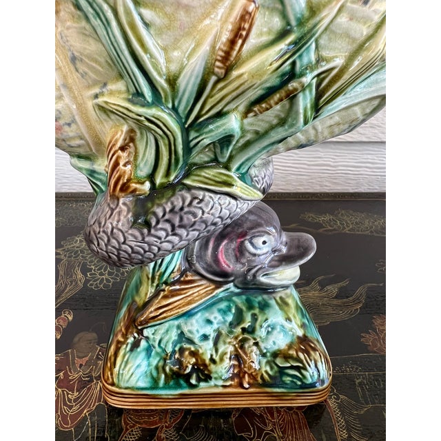 Ceramic Antique Majolica Vase Bowl Dolphin Nautilus Shell English Royal Worcester C1870 For Sale - Image 7 of 18