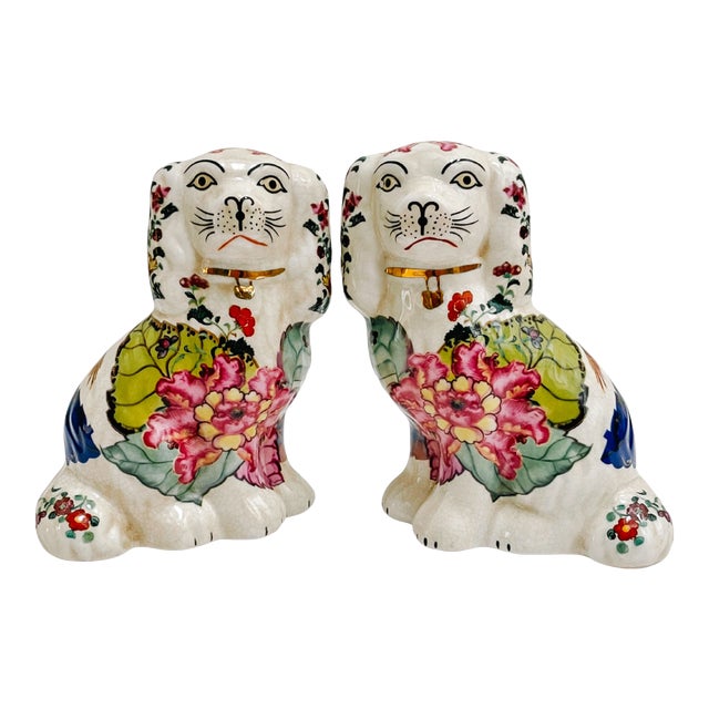 Tobacco Leaf Petite Staffordshire Style Spaniel Dogs - a Pair For Sale