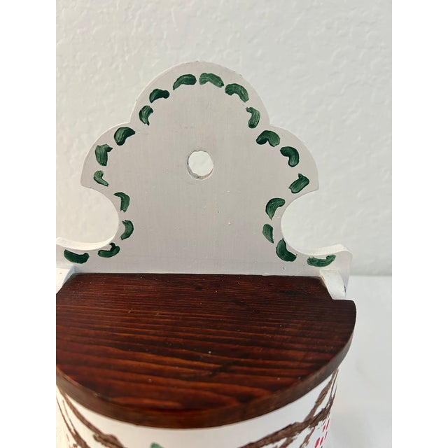 Farmhouse Vintage French Country Hand-Painted Hanging Salt Box For Sale - Image 3 of 6