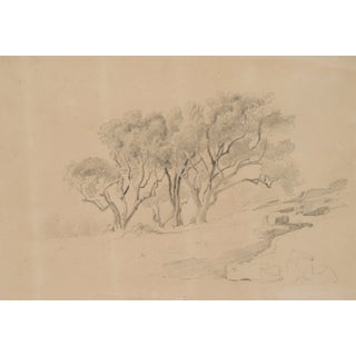 Rocky Landscape with Trees, 19th-century, Pencil For Sale