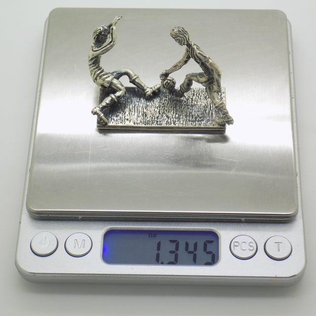 Vintage Italian Penalty Kick Soccer Scene Figurine in Sterling Silver 925, Arezzo, 1980s For Sale - Image 11 of 13