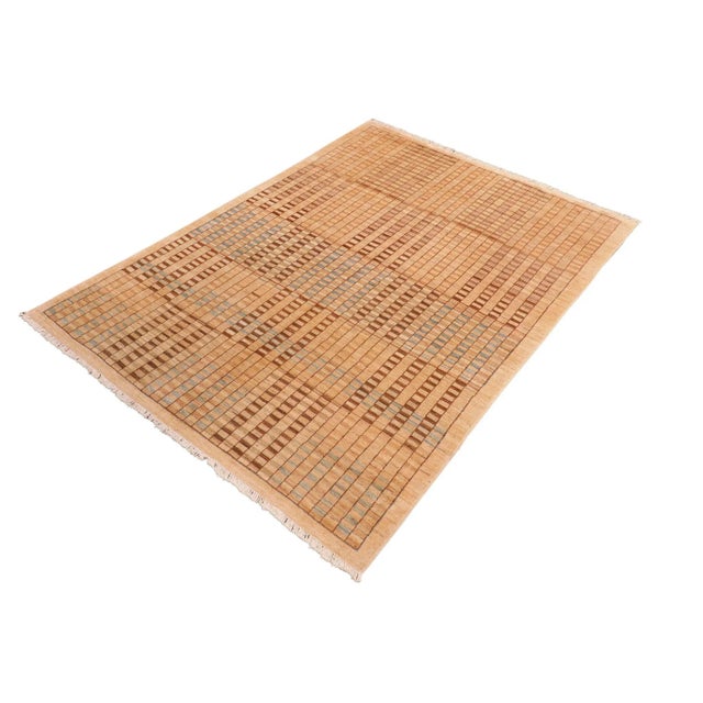 With strict standards of craftsmanship and quality of materials used this modern inspired hand-knotted Gabbeh rug is a...