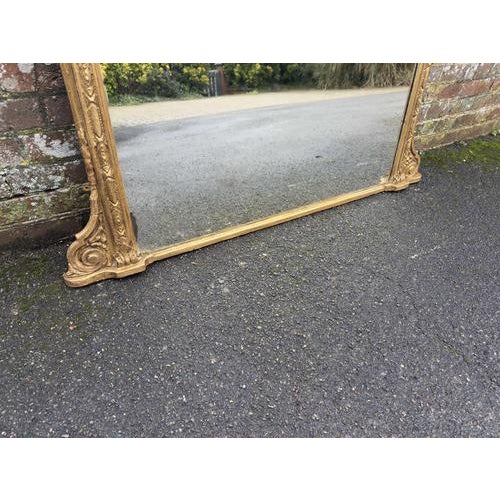 Large Antique English Gilt Overmantle Mirror, 19th Century For Sale - Image 4 of 6