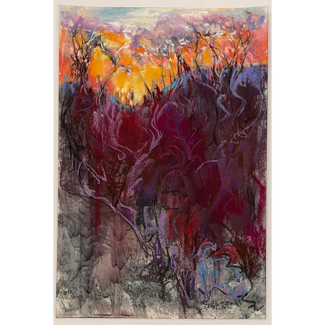 Modern landscape pastel on heavy paper by Washington State artist Susan Flora Glendenning (born 1948.) Unsigned, from a...