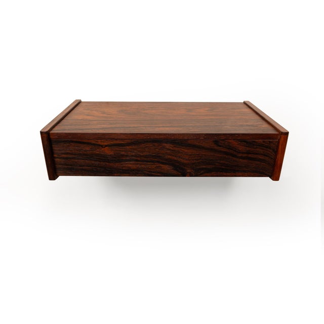 1960s Vintage Danish Mid Century Rosewood Floating Nightstands—Pair For Sale - Image 5 of 7