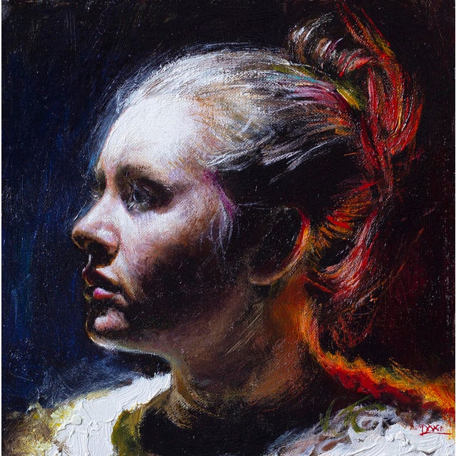 The 11th Hour by Daire Lynch | Oil on extra fine linen canvas Portrait of a woman in profile For Sale
