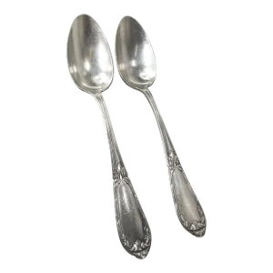 Early 20th Century Pair of French Silverplate Spoons by Orbille Paris