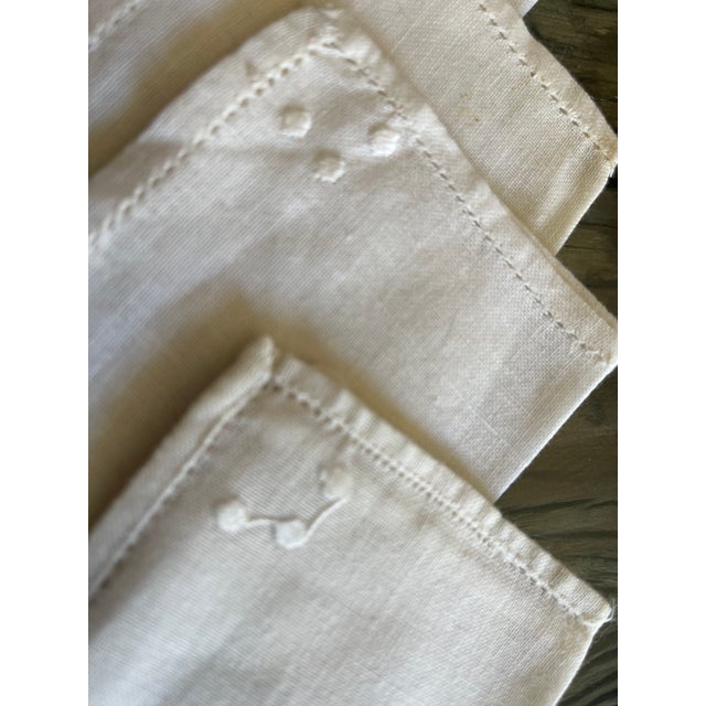 Antque Handmade Linen Coctail Napkins Set For Sale - Image 11 of 11