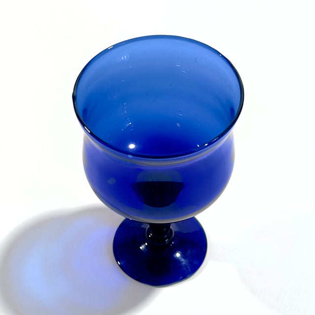 Glass Vintage Cobalt Blue Cocktail Glass Curation - Group of 6 For Sale - Image 7 of 12