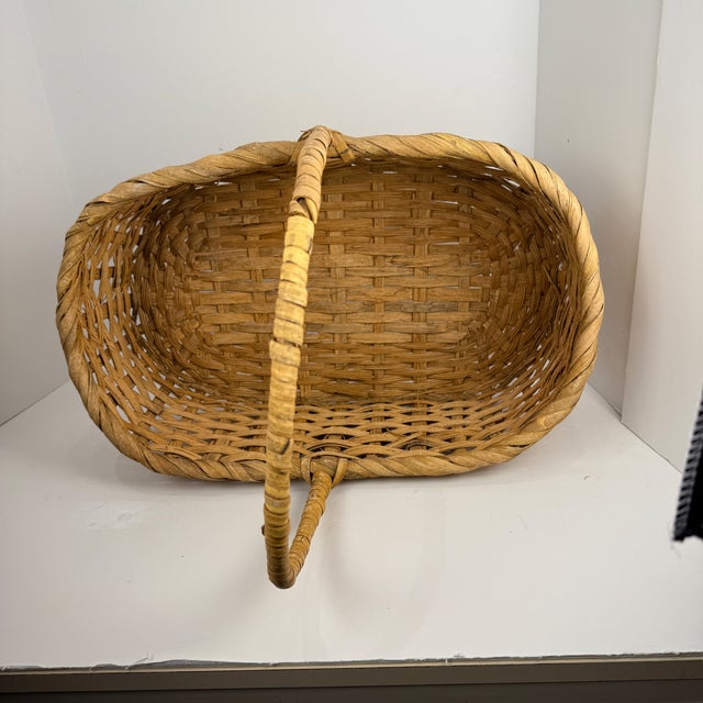Vintage Oval Split Wood Gathering Basket For Sale - Image 13 of 17