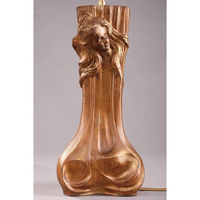 Art Nouveau Mounted Lamps with Nymphs, Set of 2 For Sale - Image 5 of 11