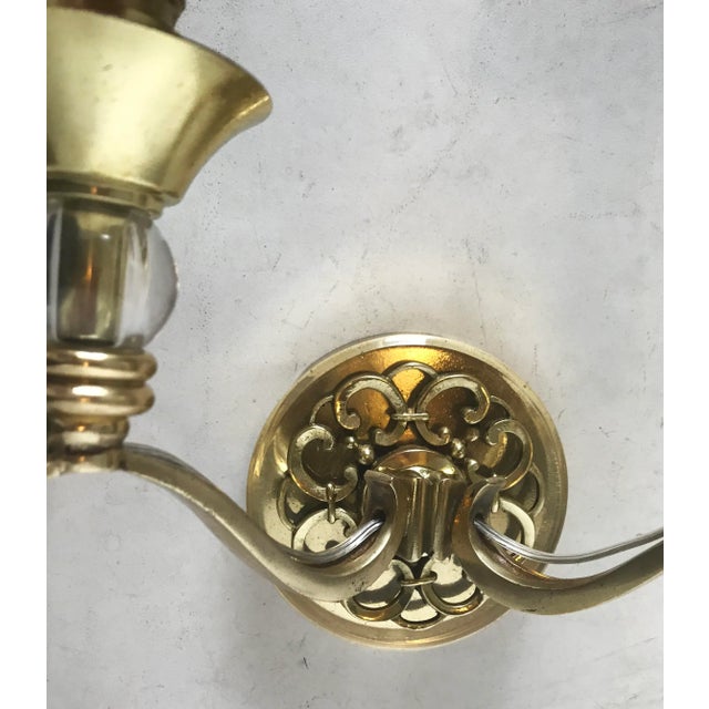 1950s 1950s Mid-Century Modern Maison Lunel Brass and Glass Sconces - a Pair For Sale - Image 5 of 7