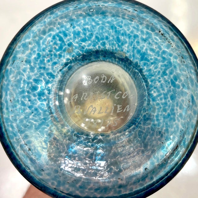 Blue 1970s Bertil Vallien Swedish Blue Green Yellow Art Glass Vase for Kosta Boda For Sale - Image 8 of 13