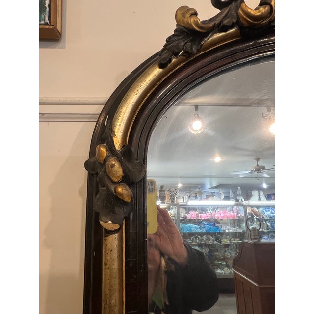 Mid 19th Century Victorian Gilt Gold and Black Large Pier Mirror For Sale - Image 6 of 12