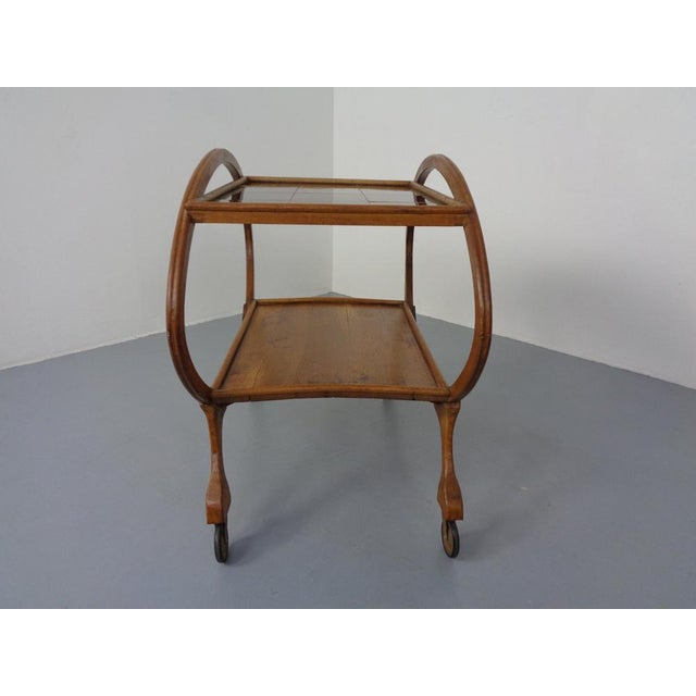 Brown Mid-Century Oak Serving Cart, 1940s For Sale - Image 8 of 18