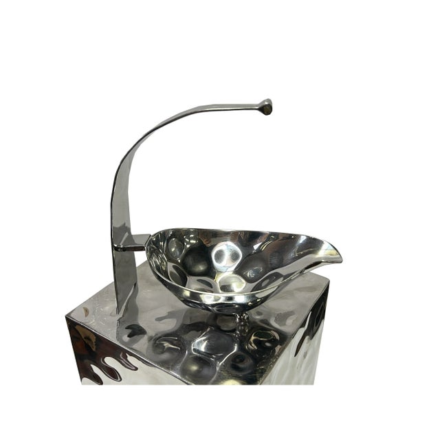 2000 - 2009 7" Punch Marks Stainless Steel Gravy Bowl Sauce Jar Square Box Display For Sale - Image 5 of 5