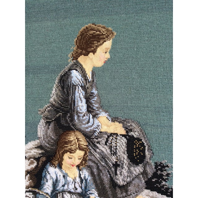 Late 19th Century Antique C1870s French Victorian Beaded Tapestry, Mother, Child For Sale - Image 5 of 7