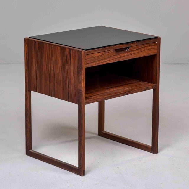 1960s Langkilde Danish Mid-Century Rosewood Side Table With Black Glass Top For Sale - Image 5 of 12
