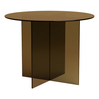 Round Dining Table in Bronzed Glass by Lebanto For Sale