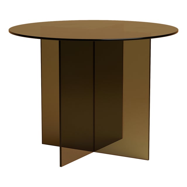 Round Dining Table in Bronzed Glass by Lebanto For Sale