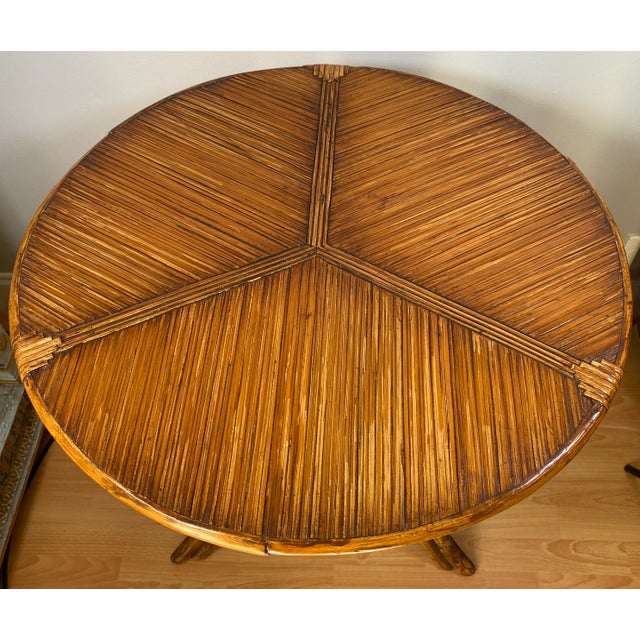 Sculpted Bamboo Side Table With Hand Decorated Top For Sale In Miami - Image 6 of 9
