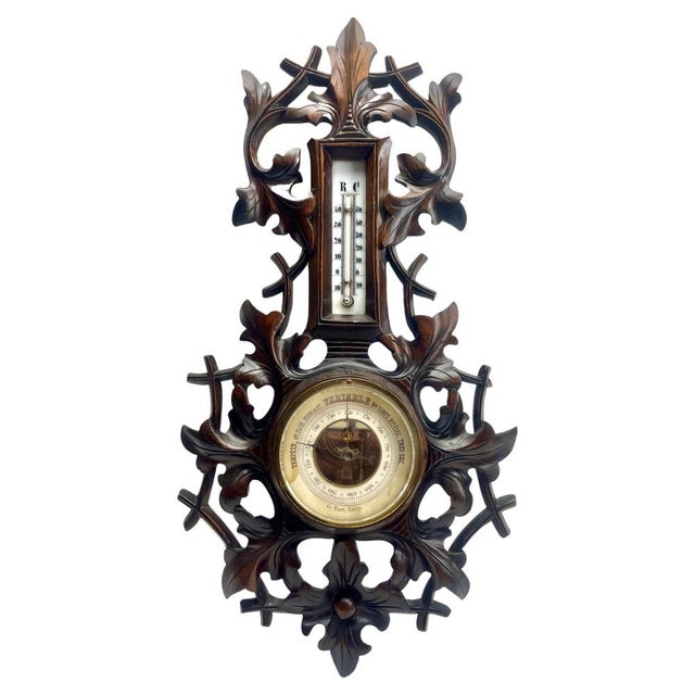 Antique Barometer with Thermometer, Belgium, 1910s For Sale - Image 15 of 15