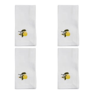 Embroidered Lemon Dinner Napkin Set of 4 For Sale