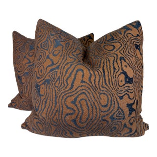 Lee Jofa "Atlas" in Rust/Navy 22" Pillows-a Pair For Sale