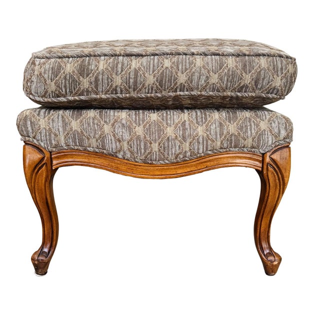 Late 20th Century French Provincial Bergère Chair and Matching Ottoman Set For Sale - Image 13 of 16