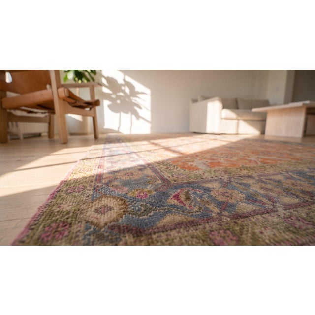 1920s Orange Salmon Geometric Antique Indian Agra Cotton Rug 3'6" X 7' Handknotted Carpet For Sale - Image 10 of 10