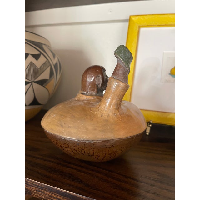 Workaday Handmade Vintage 1994 Folk Art Pottery Chulucanas Peru Round Man Terracotta Handmade Pot by Luis Sandoval - Rare For Sale - Image 4 of 8