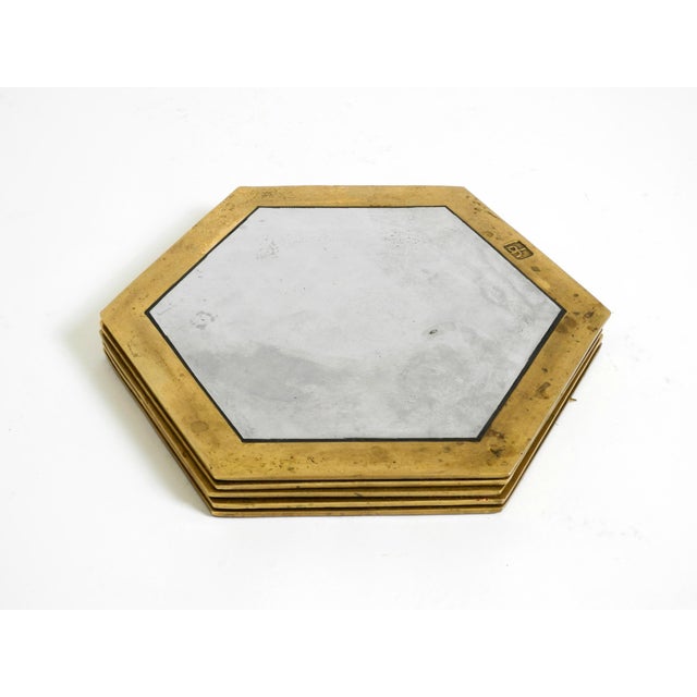 Brutalist Aluminum and Brass Coasters by David Marshall, 1970s, Set of 5 For Sale - Image 6 of 18