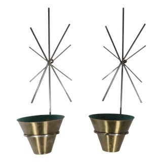 Pr. Mid 20th Century Starburst Wall Hanging Planters by Planter Inc. Chicago For Sale