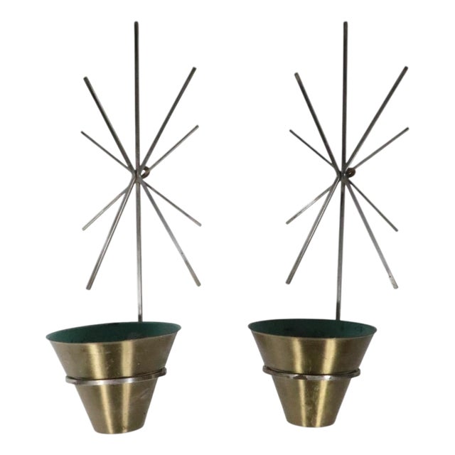 Pr. Mid 20th Century Starburst Wall Hanging Planters by Planter Inc. Chicago For Sale