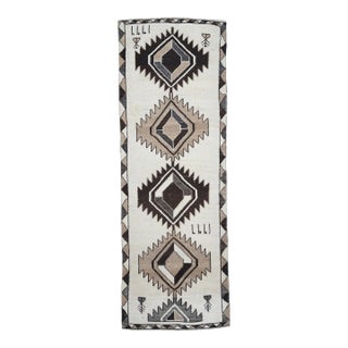 1960s Vintage Handmade Wool Kilim Runner Rug For Sale