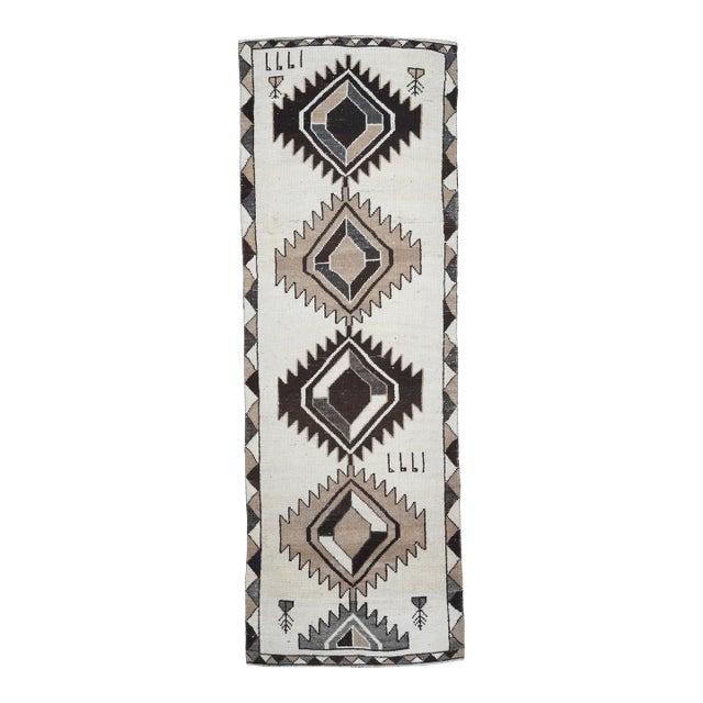 1960s Vintage Handmade Wool Kilim Runner Rug For Sale