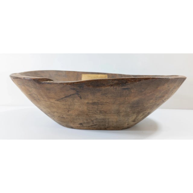 We are selling this great looking early carved heavy and deep trencher dough bowl. The bowl has great size and is carved...