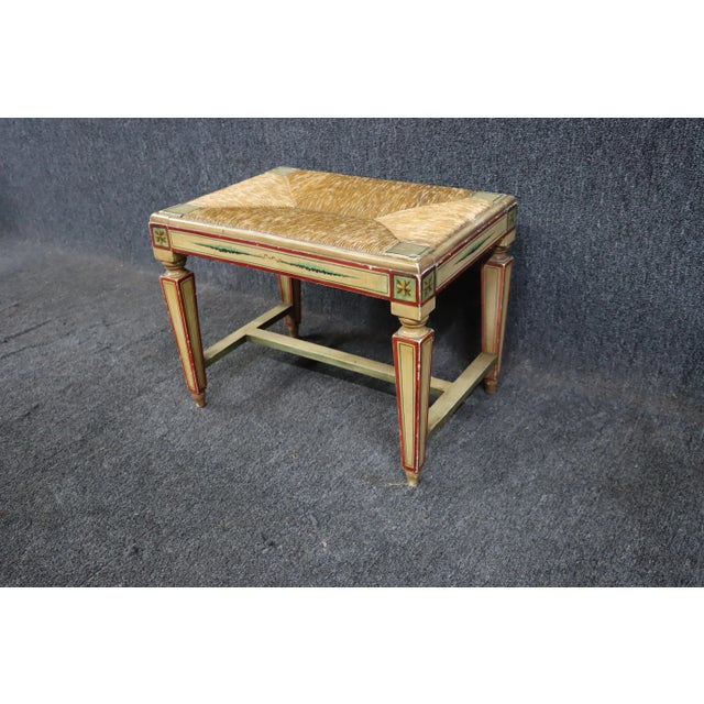 Early 20th Century Paint Decorated Rush Stool For Sale - Image 5 of 8