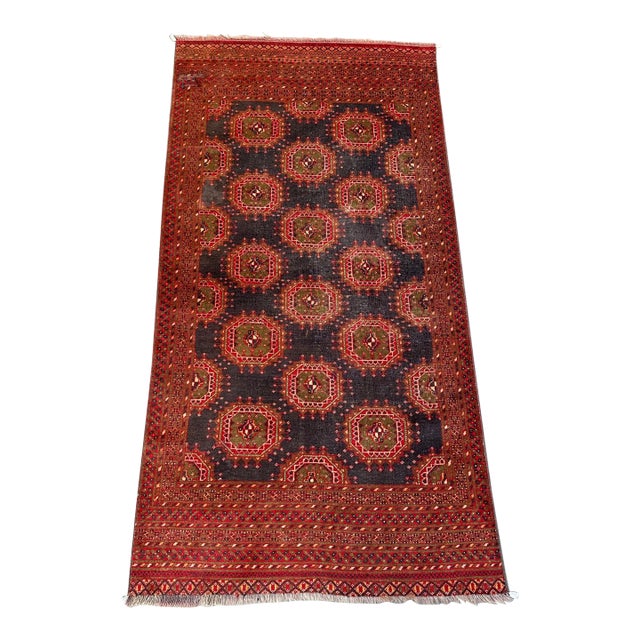 Hand Knotted Vintage Turkmen Tribal Rug For Sale