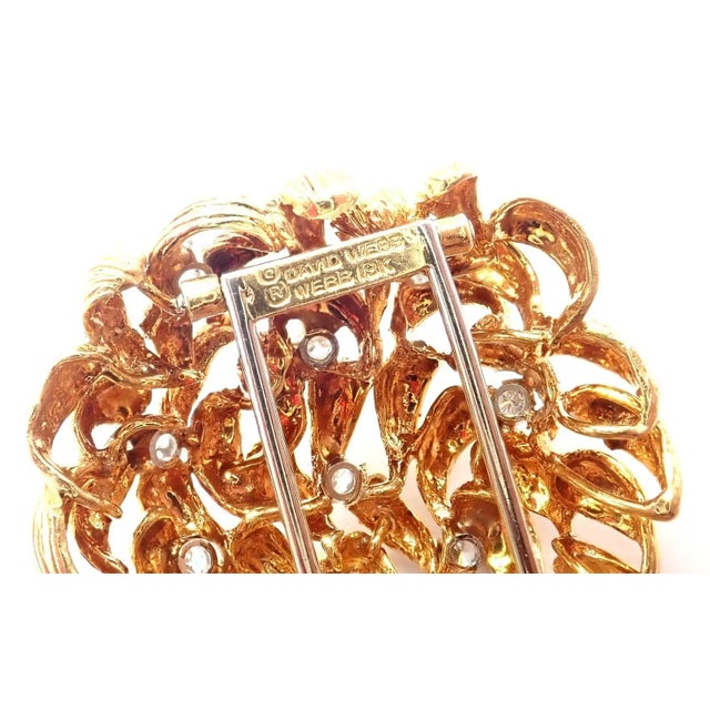 Gold Vintage David Webb Diamond Yellow Gold Large Pin Brooch For Sale - Image 8 of 8