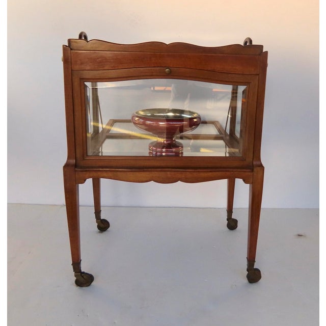 Wood French Walnut Trolly Cart Display Lift Off Serving Tray Dessert Stand Side Table For Sale - Image 7 of 12
