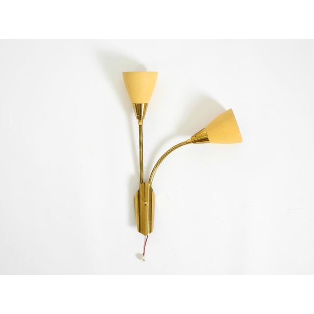 Mid-Century Modern Mid-Century Modern Brass Wall Lamp with Gooseneck and Double Shade by Cosack Leuchten, 1950s For Sale - Image 3 of 18