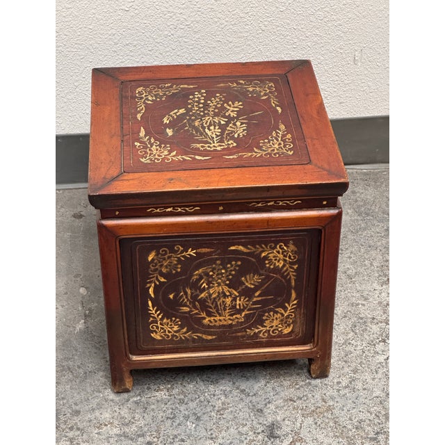 Early 20th Century Chinese Bone Inlay Square Storage Chest, Antique For Sale - Image 5 of 12