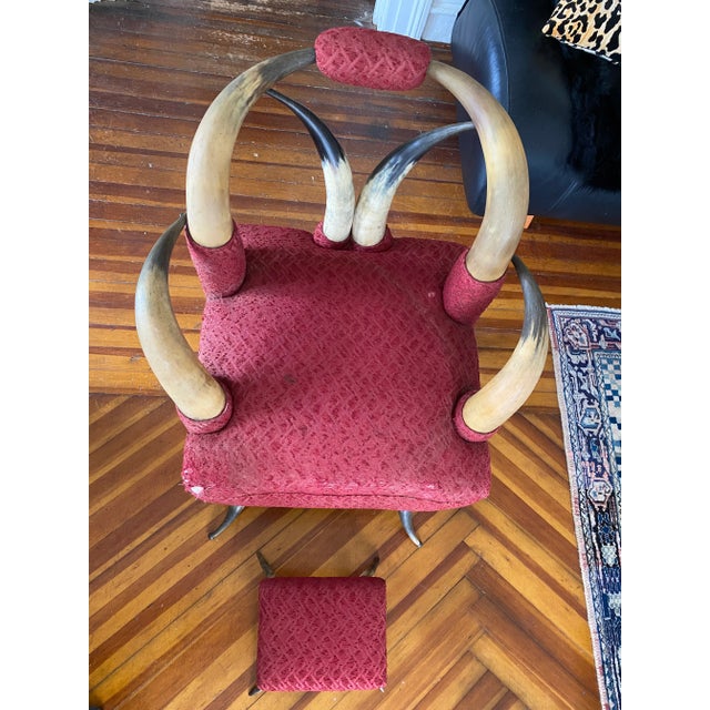 1800’s Victorian Horn Armchair & Footstool For Sale In New York - Image 6 of 9
