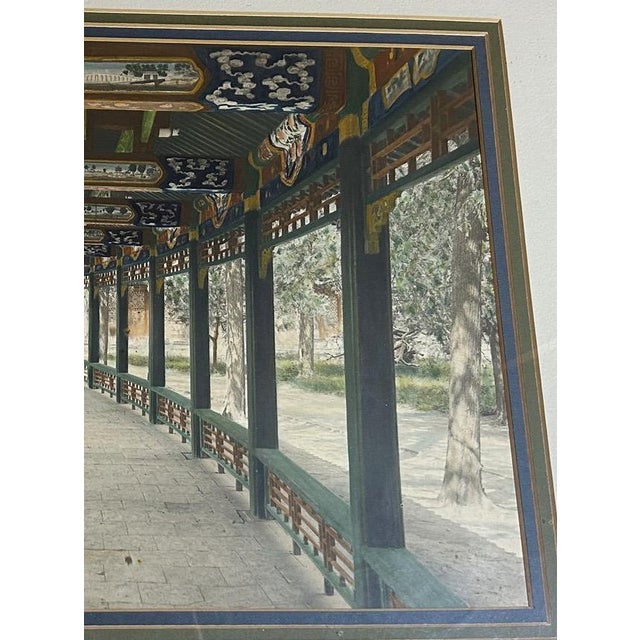 Antique 1899 Kang-Sing Chiao Hand-Colored Photograph - The Long Corridor, Summer Palace Beijing - Rare Chinese Imperial Antiquity For Sale In Portland, ME - Image 6 of 17