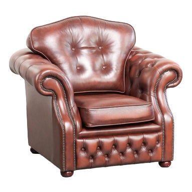 Chesterfield Brown Cowhide Armchair For Sale