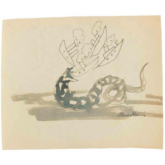 Watercolor drawing on paper. Hand signed lower right. Very good condition. This piece is attributed to the mentioned...
