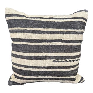 Turkish Hemp Pillow Cushion Natural Beige Black Cushion Cover 20"x20" For Sale