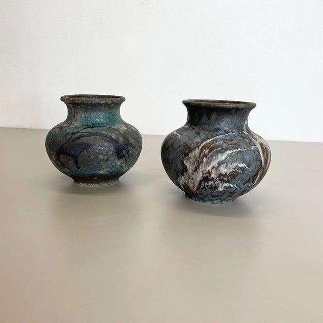 Fat Lava Abstract Pottery Vases by Ruscha, Germany, 1960s, Set of 2 For Sale - Image 4 of 18